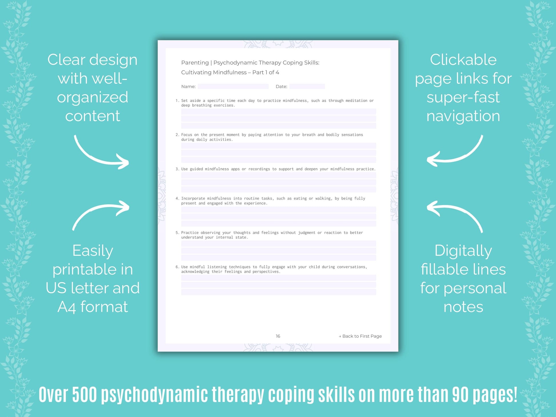 Parenting Psychodynamic Therapy Counseling Templates