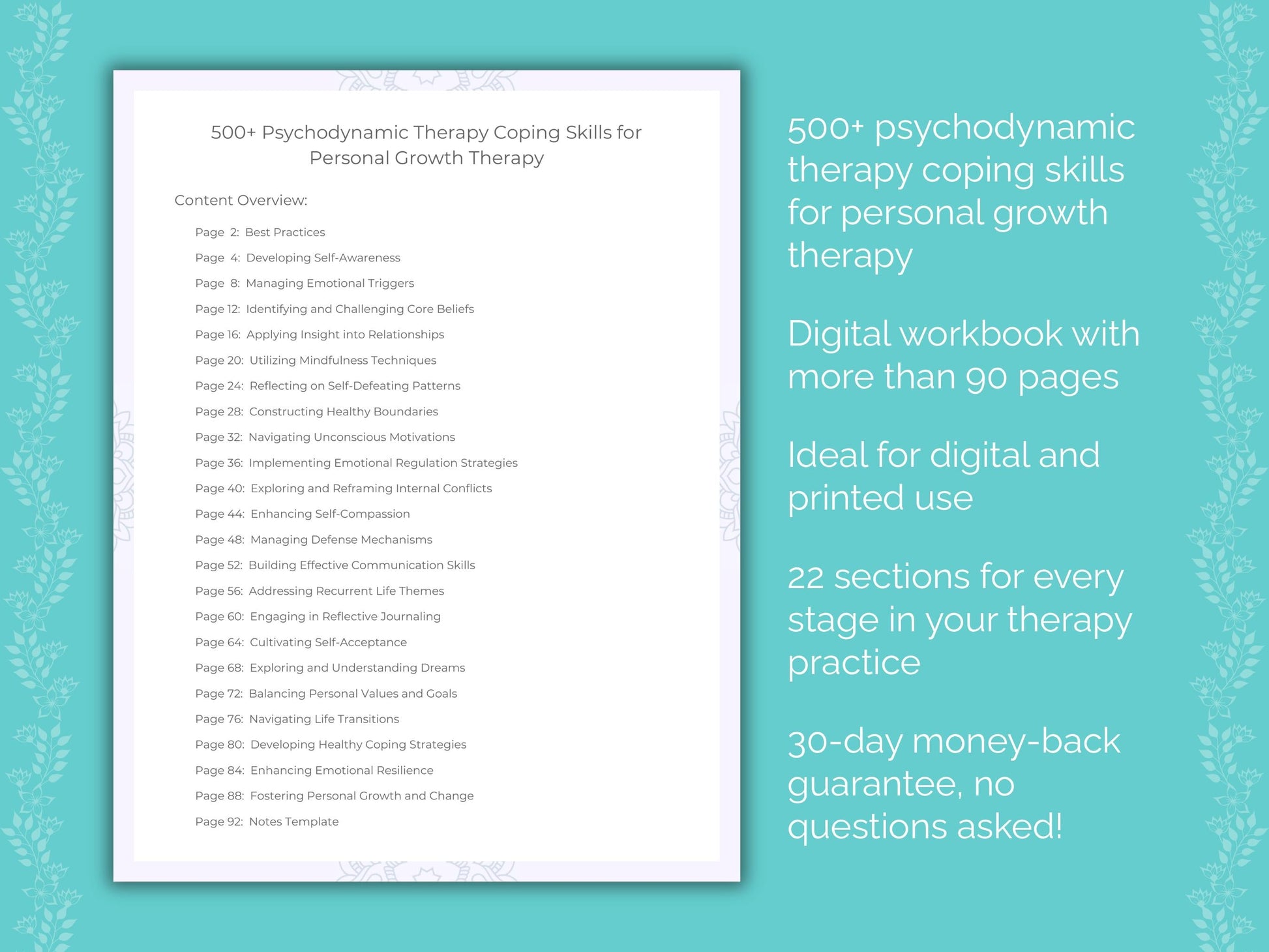 Personal Growth Psychodynamic Therapy Therapist Worksheets