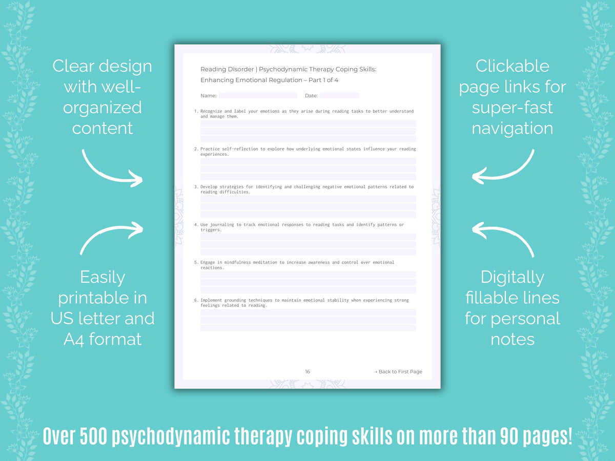 Reading Disorder Psychodynamic Therapy Counseling Templates