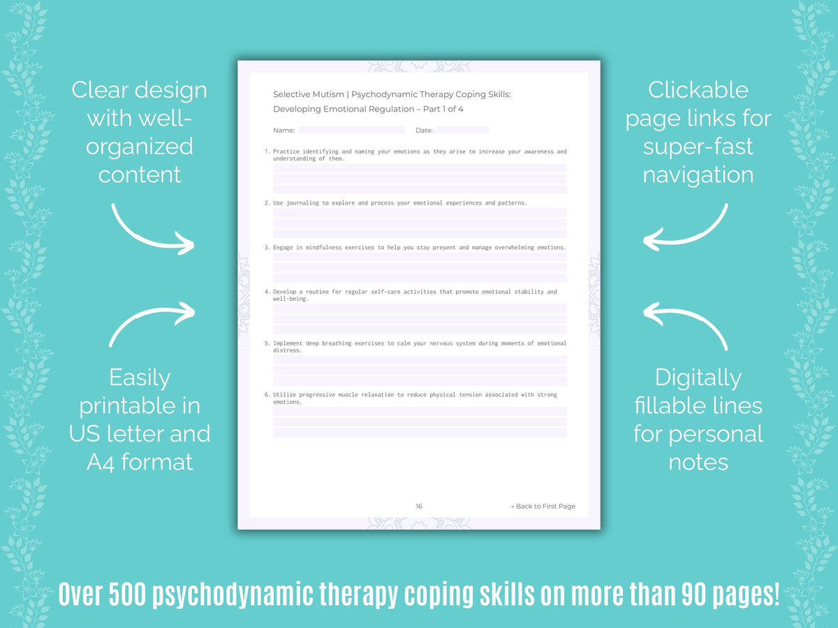 Selective Mutism Psychodynamic Therapy Counseling Templates