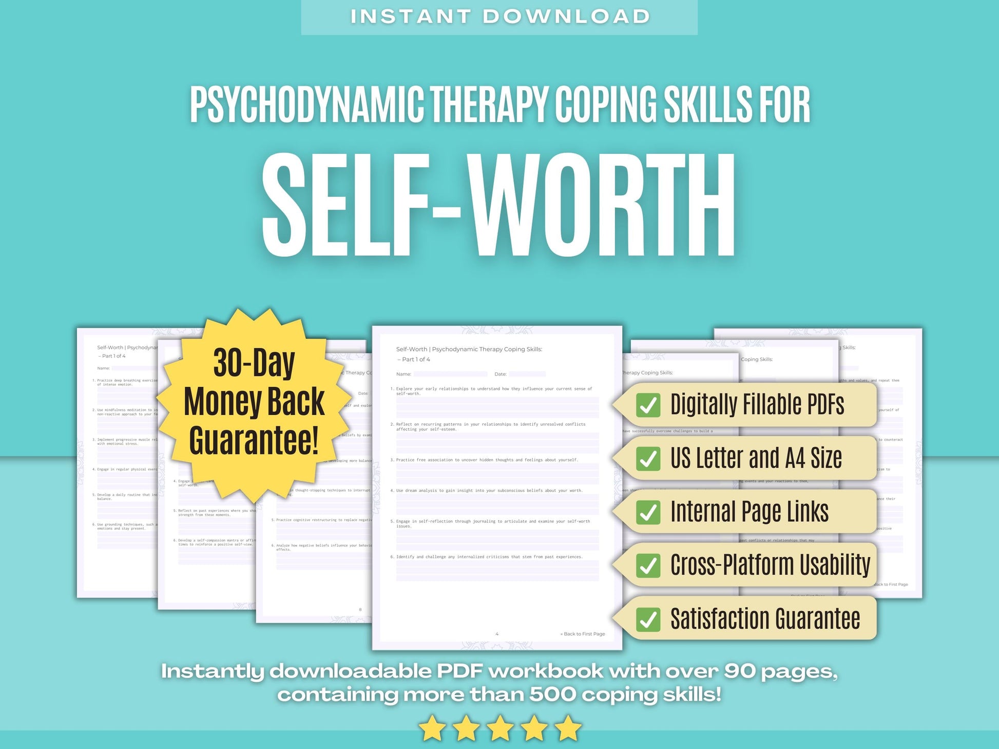 Self-Worth Psychodynamic Therapy Psychology Workbooks