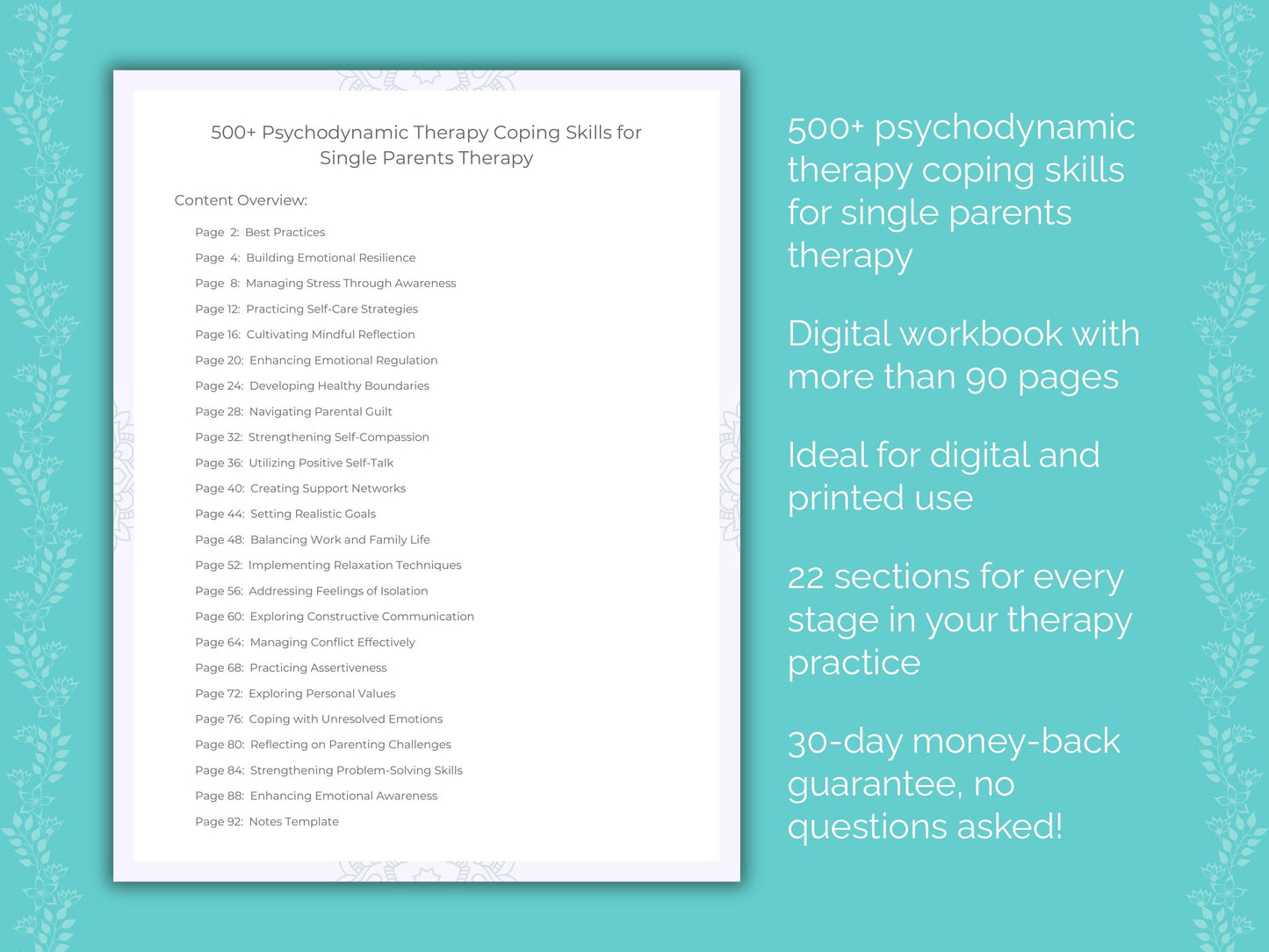 Single Parents Psychodynamic Therapy Therapist Worksheets