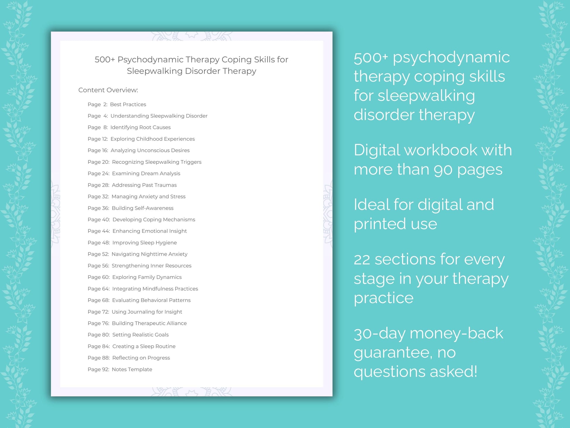 Sleepwalking Disorder Psychodynamic Therapy Therapist Worksheets
