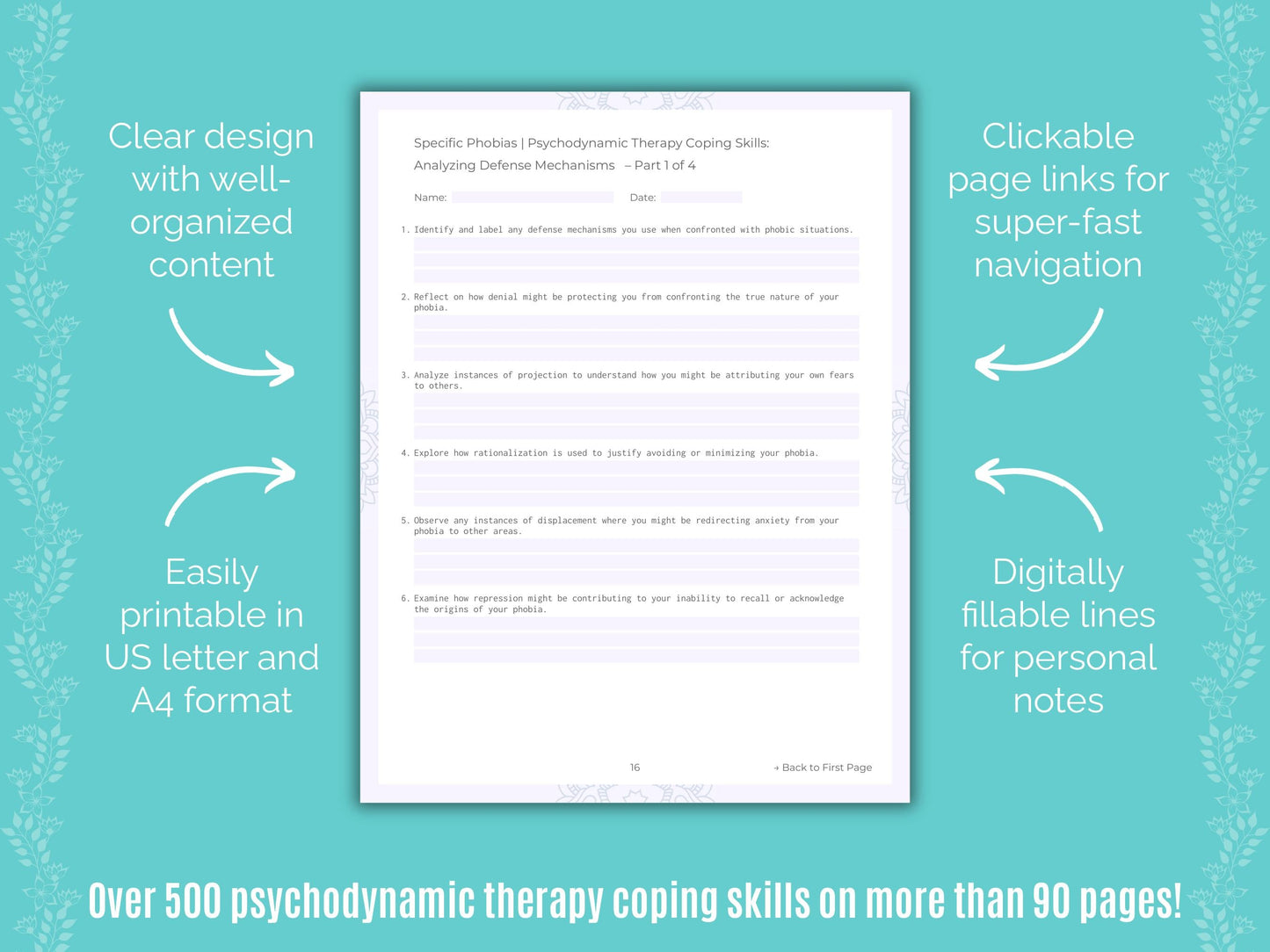 Specific Phobias Psychodynamic Therapy Counseling Templates