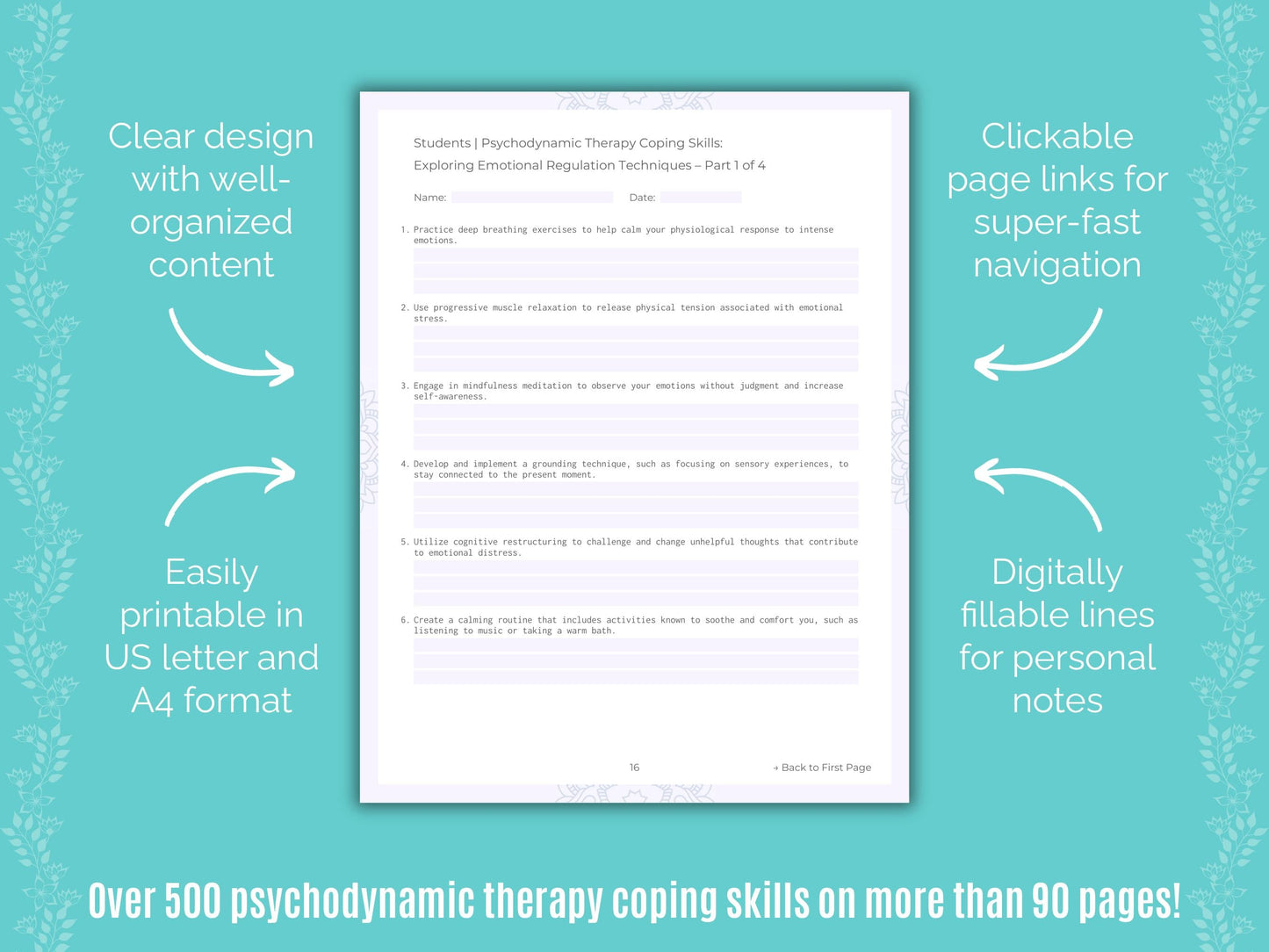 Students Psychodynamic Therapy Counseling Templates