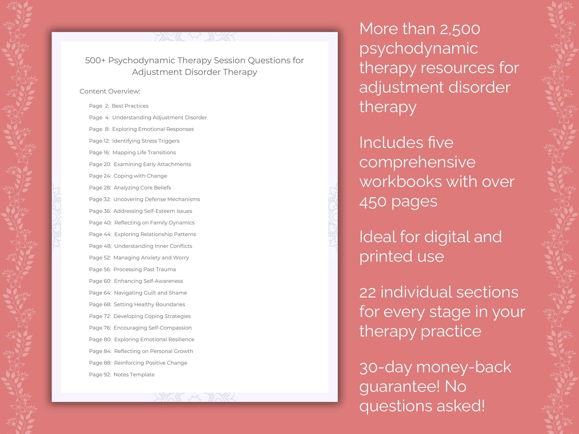 Adjustment Disorder Psychodynamic Therapy Therapist Worksheets