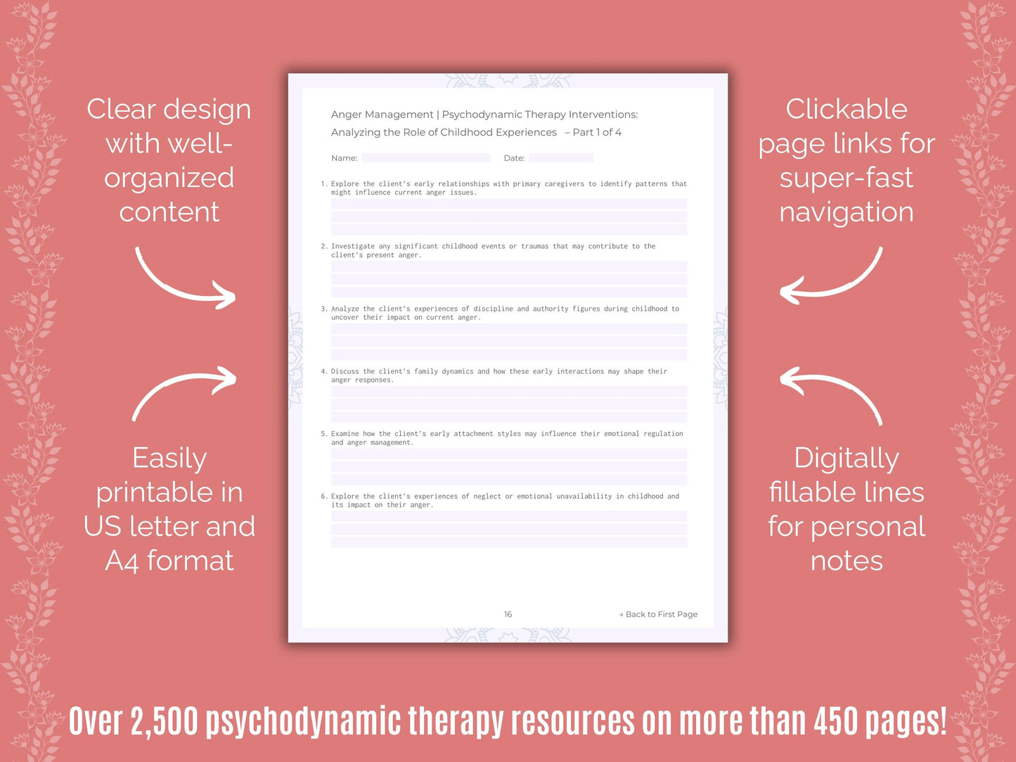 Anger Management Psychodynamic Therapy Counseling Templates