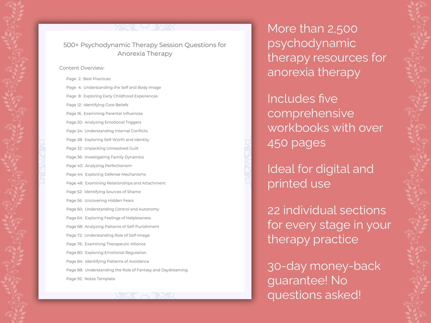 Anorexia Psychodynamic Therapy Therapist Worksheets