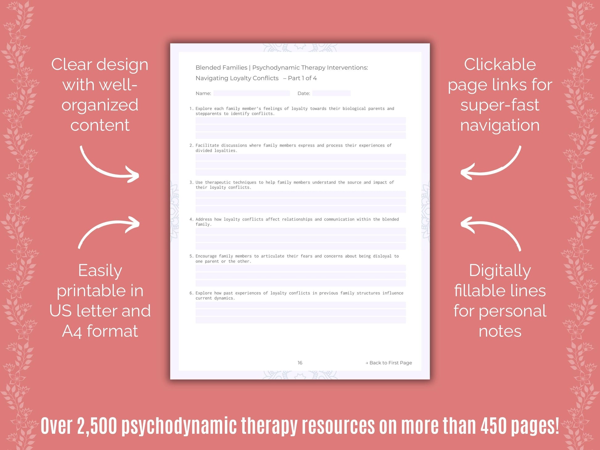 Blended Families Psychodynamic Therapy Counseling Templates