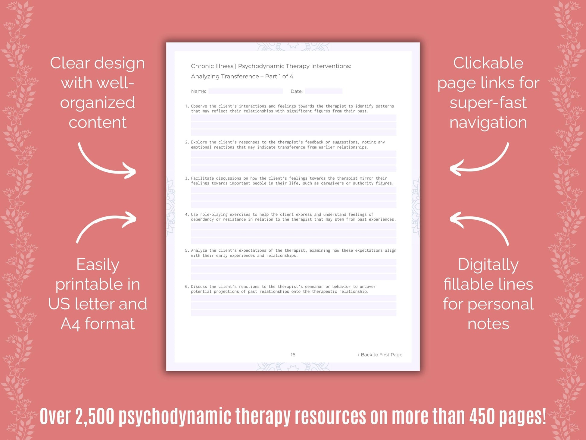 Chronic Illness Psychodynamic Therapy Counseling Templates