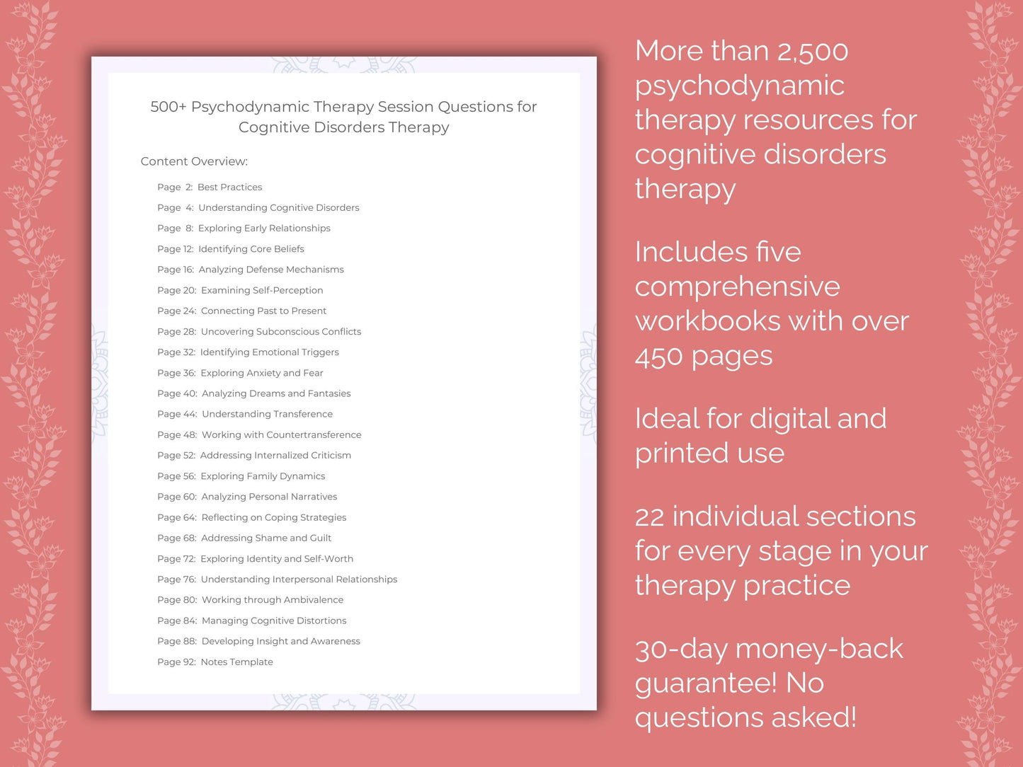 Cognitive Disorders Psychodynamic Therapy Therapist Worksheets