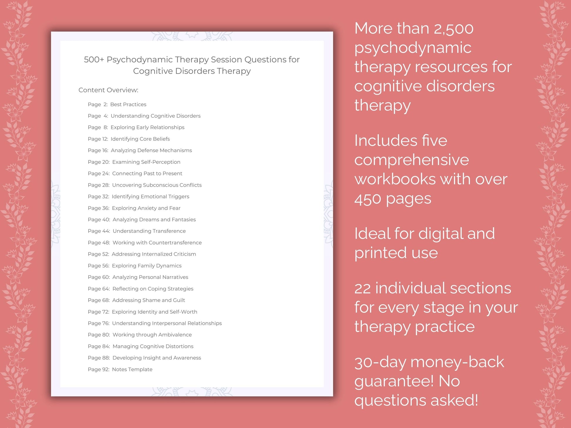 Cognitive Disorders Psychodynamic Therapy Therapist Worksheets