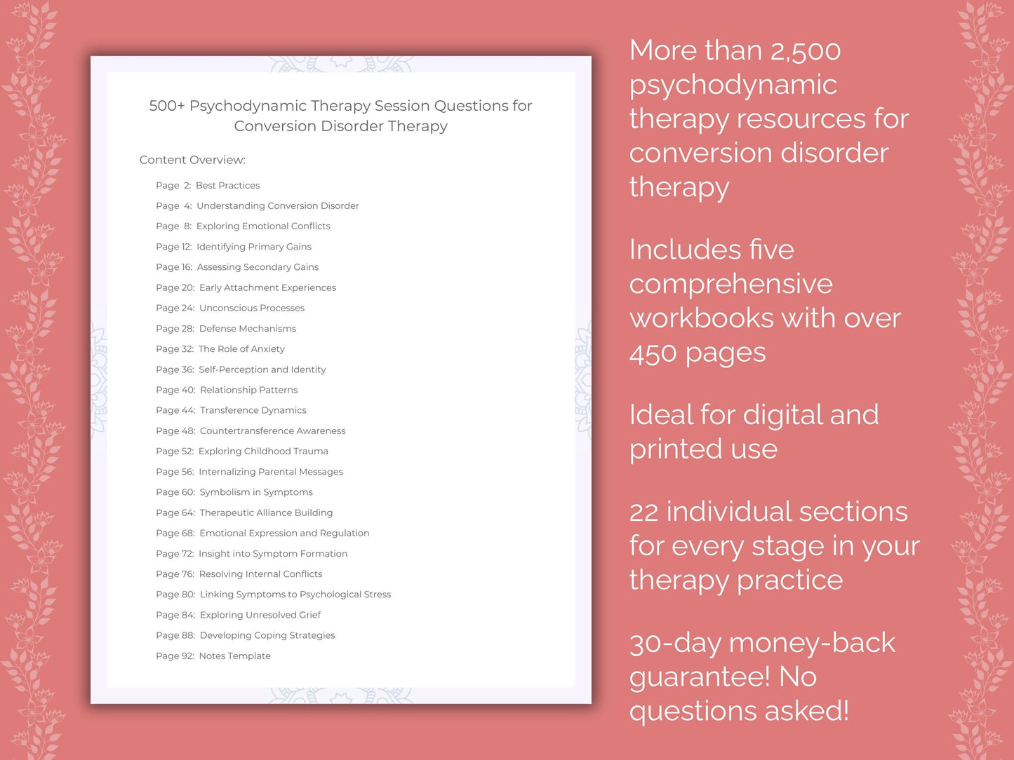 Conversion Disorder Psychodynamic Therapy Therapist Worksheets