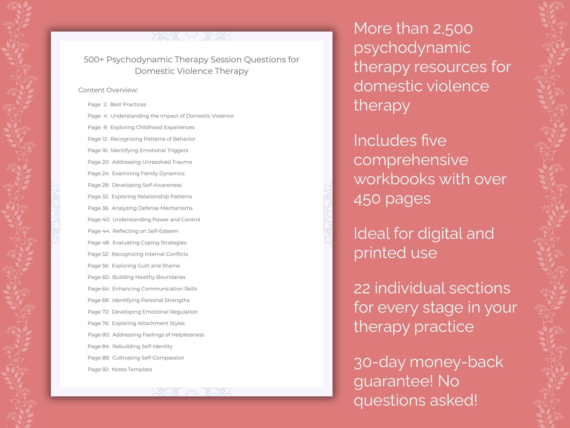 Domestic Violence Psychodynamic Therapy Therapist Worksheets