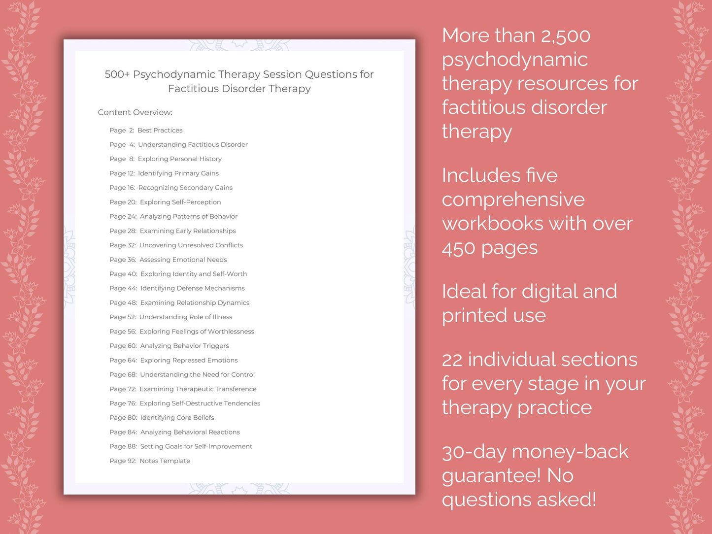 Factitious Disorder Psychodynamic Therapy Therapist Worksheets