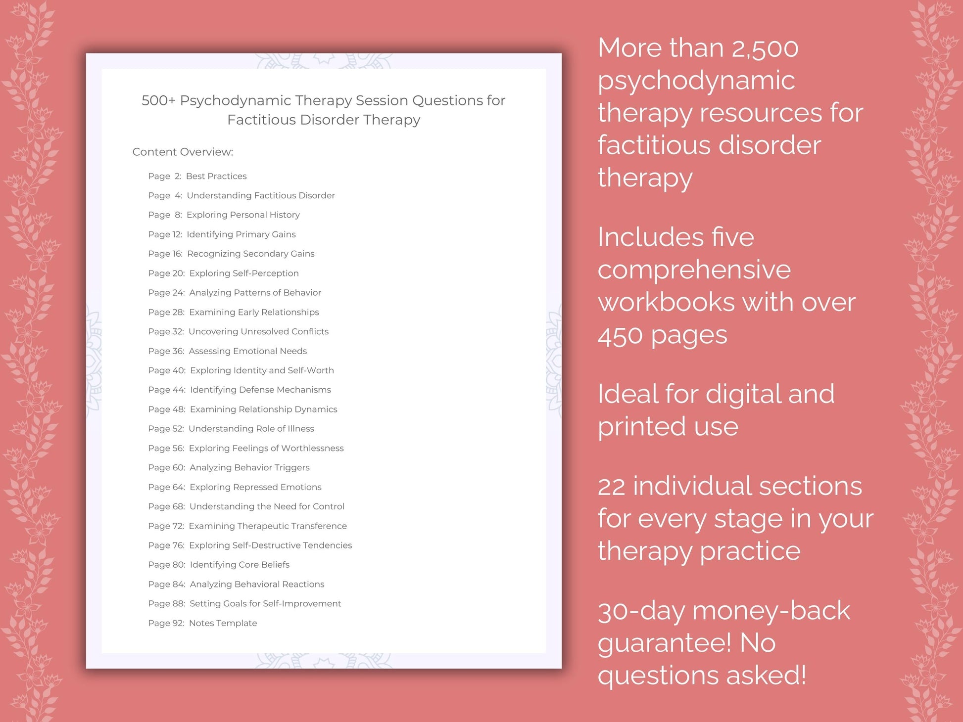 Factitious Disorder Psychodynamic Therapy Therapist Worksheets