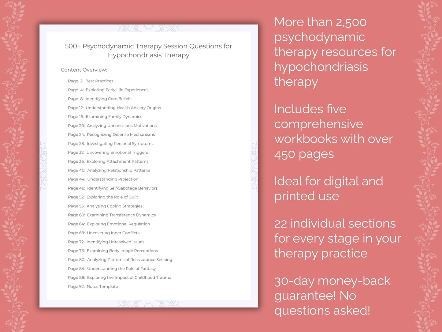 Hypochondriasis Psychodynamic Therapy Therapist Worksheets