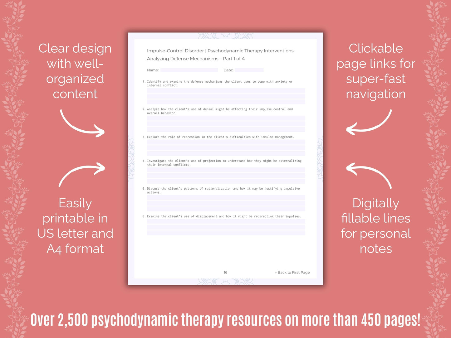 Impulse-Control Disorder (ICD) Psychodynamic Therapy Counseling Templates