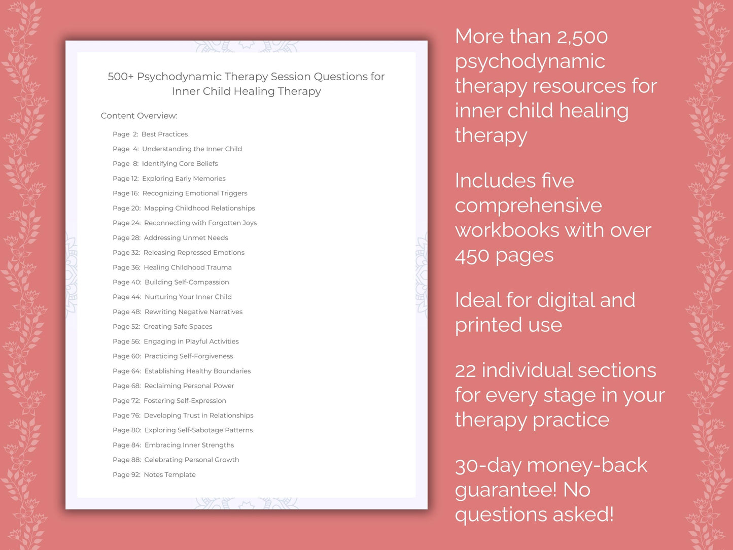 Inner Child Healing Psychodynamic Therapy Therapist Worksheets