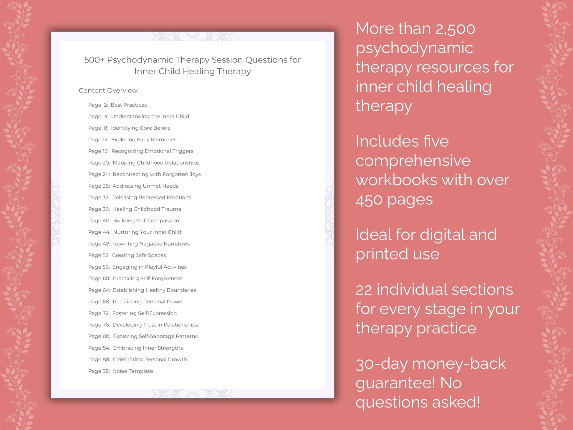 Inner Child Healing Psychodynamic Therapy Therapist Worksheets