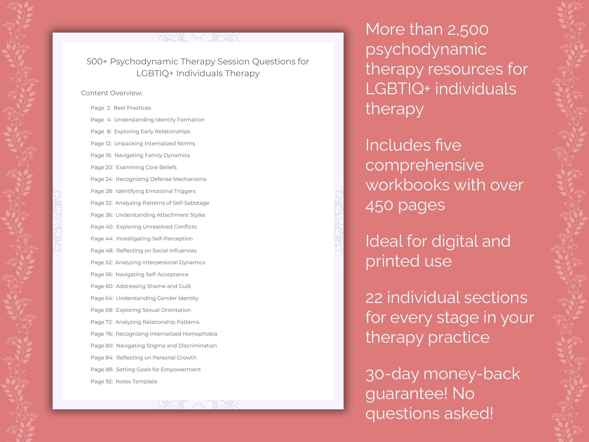 LGBTIQ+ Individuals Psychodynamic Therapy Therapist Worksheets