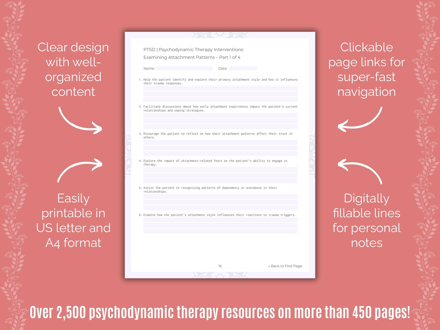 Post-Traumatic Stress Disorder (PTSD) Psychodynamic Therapy Counseling Templates