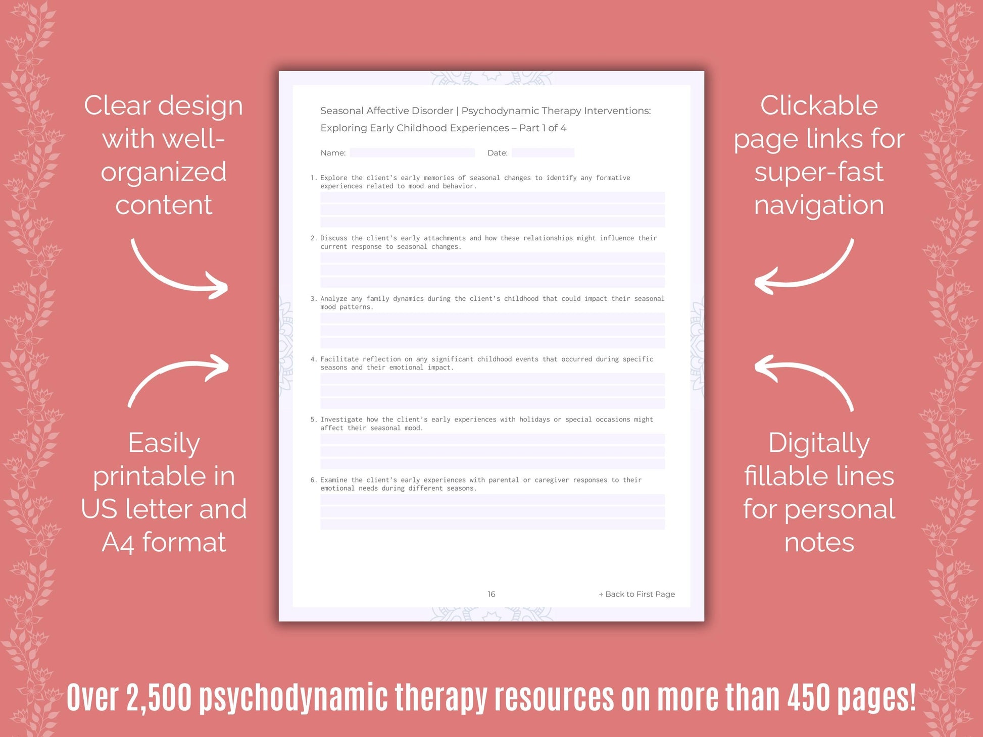 Seasonal Affective Disorder Psychodynamic Therapy Counseling Templates