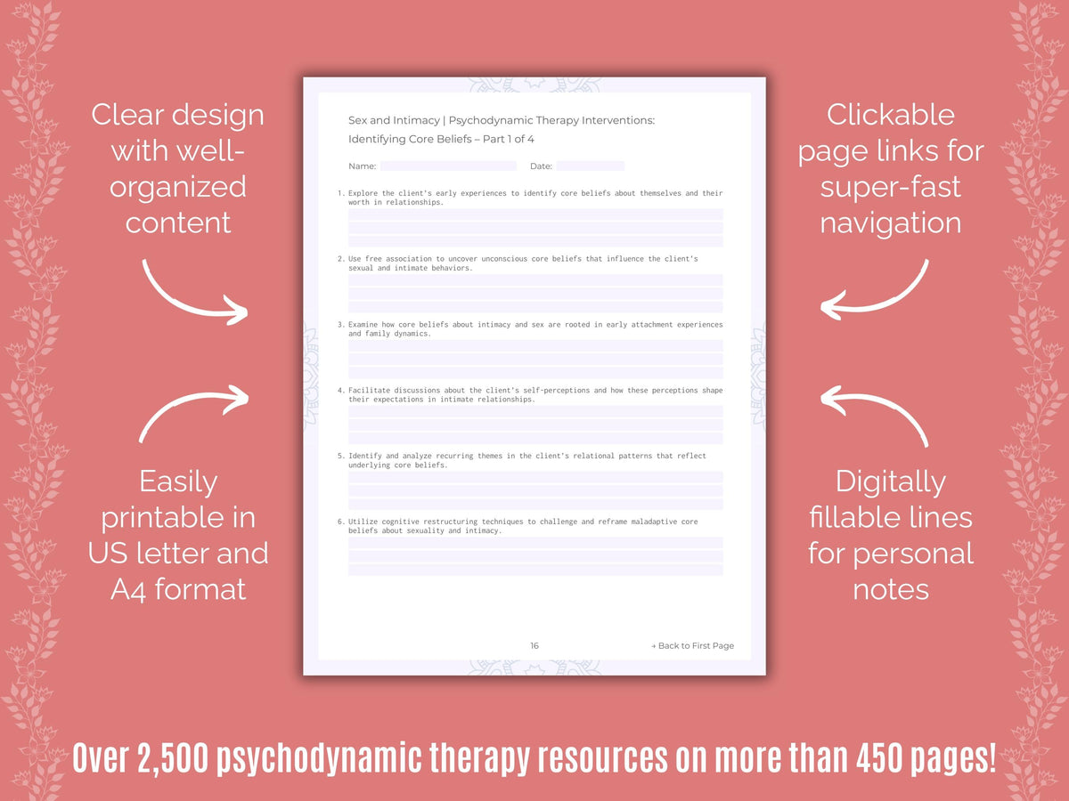 Sex and Intimacy Psychodynamic Therapy Counseling Templates