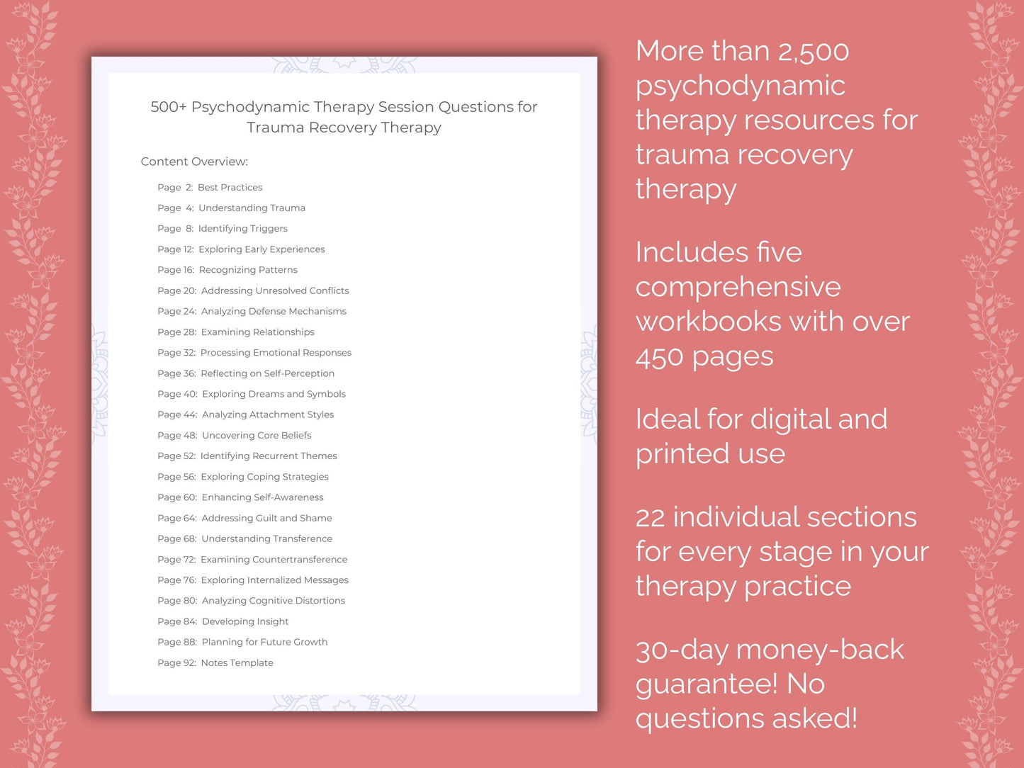 Trauma Recovery Psychodynamic Therapy Therapist Worksheets