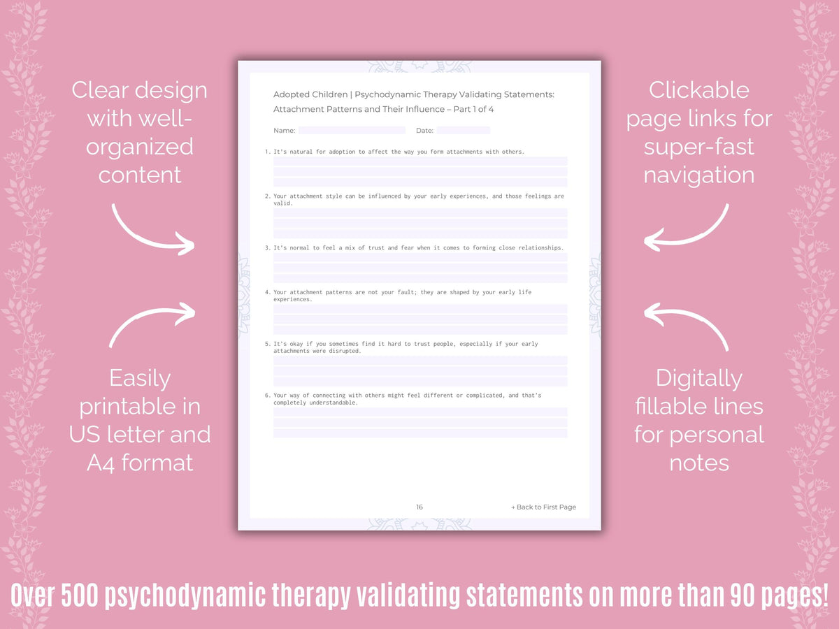 Adopted Children Psychodynamic Therapy Counseling Templates