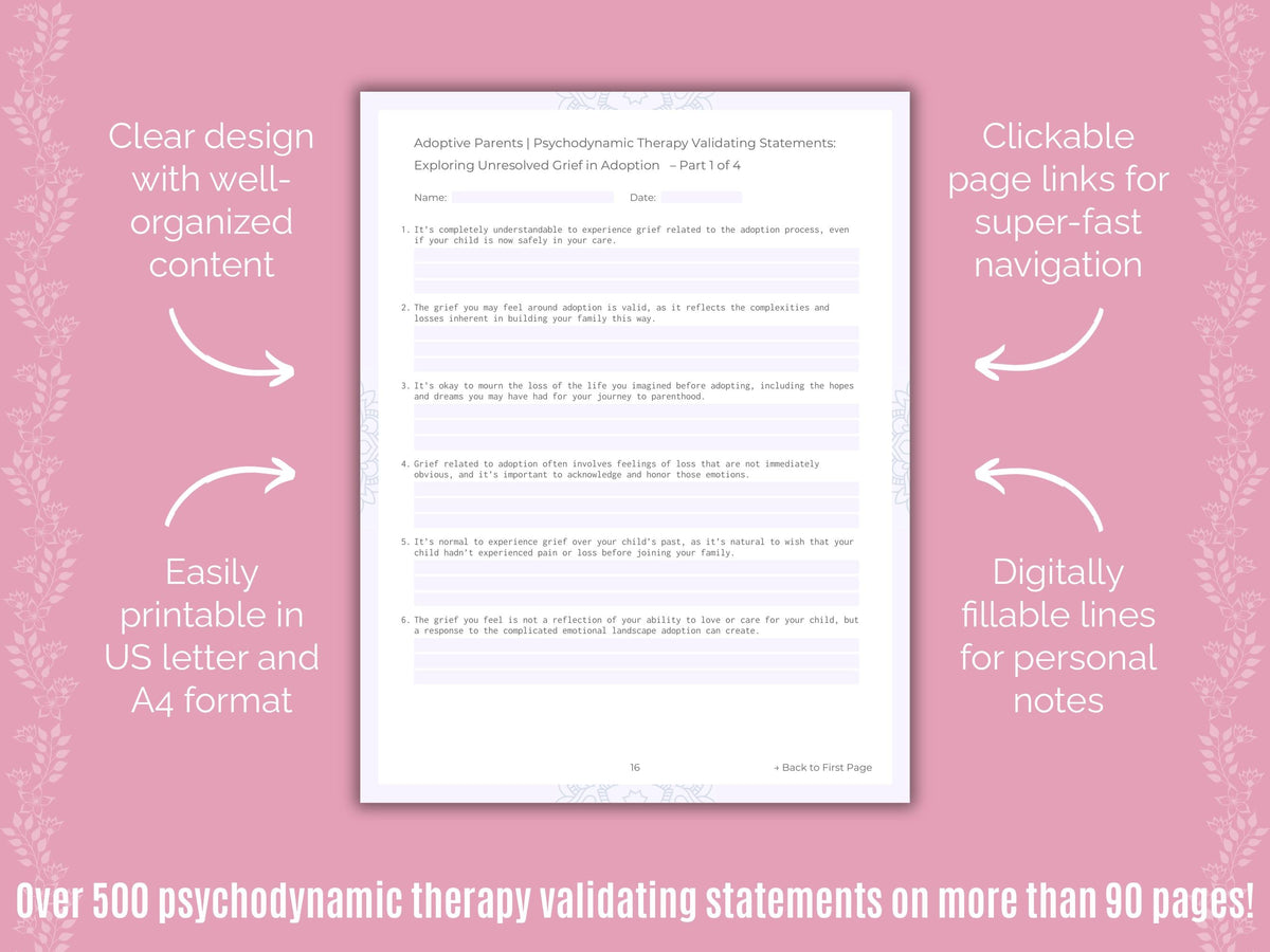 Adoptive Parents Psychodynamic Therapy Counseling Templates