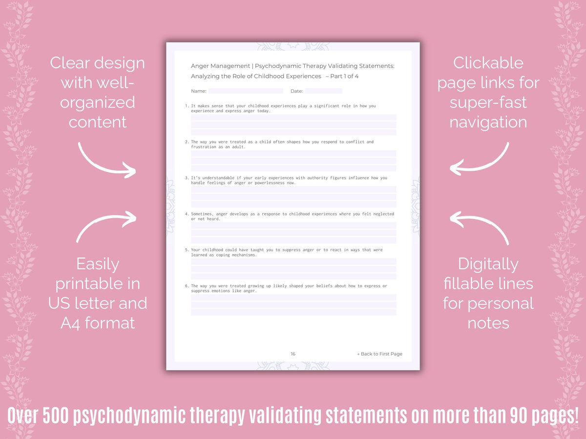Anger Management Psychodynamic Therapy Counseling Templates
