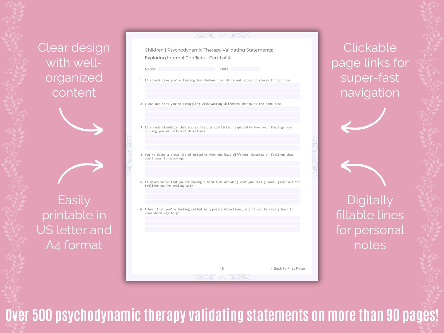 Children Psychodynamic Therapy Counseling Templates