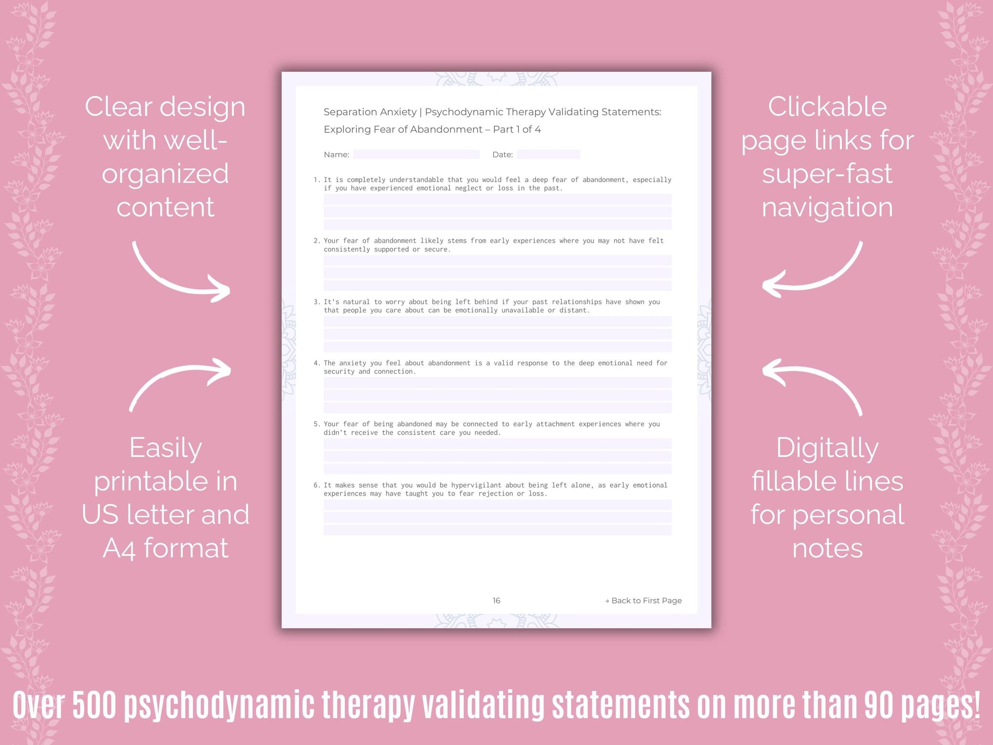 Separation Anxiety Psychodynamic Therapy Counseling Templates