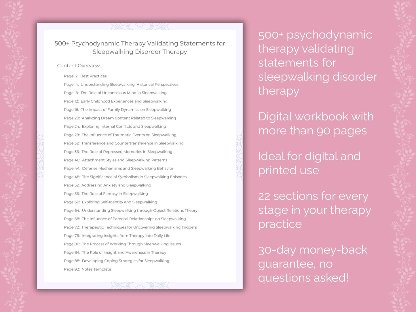 Sleepwalking Disorder Psychodynamic Therapy Therapist Worksheets