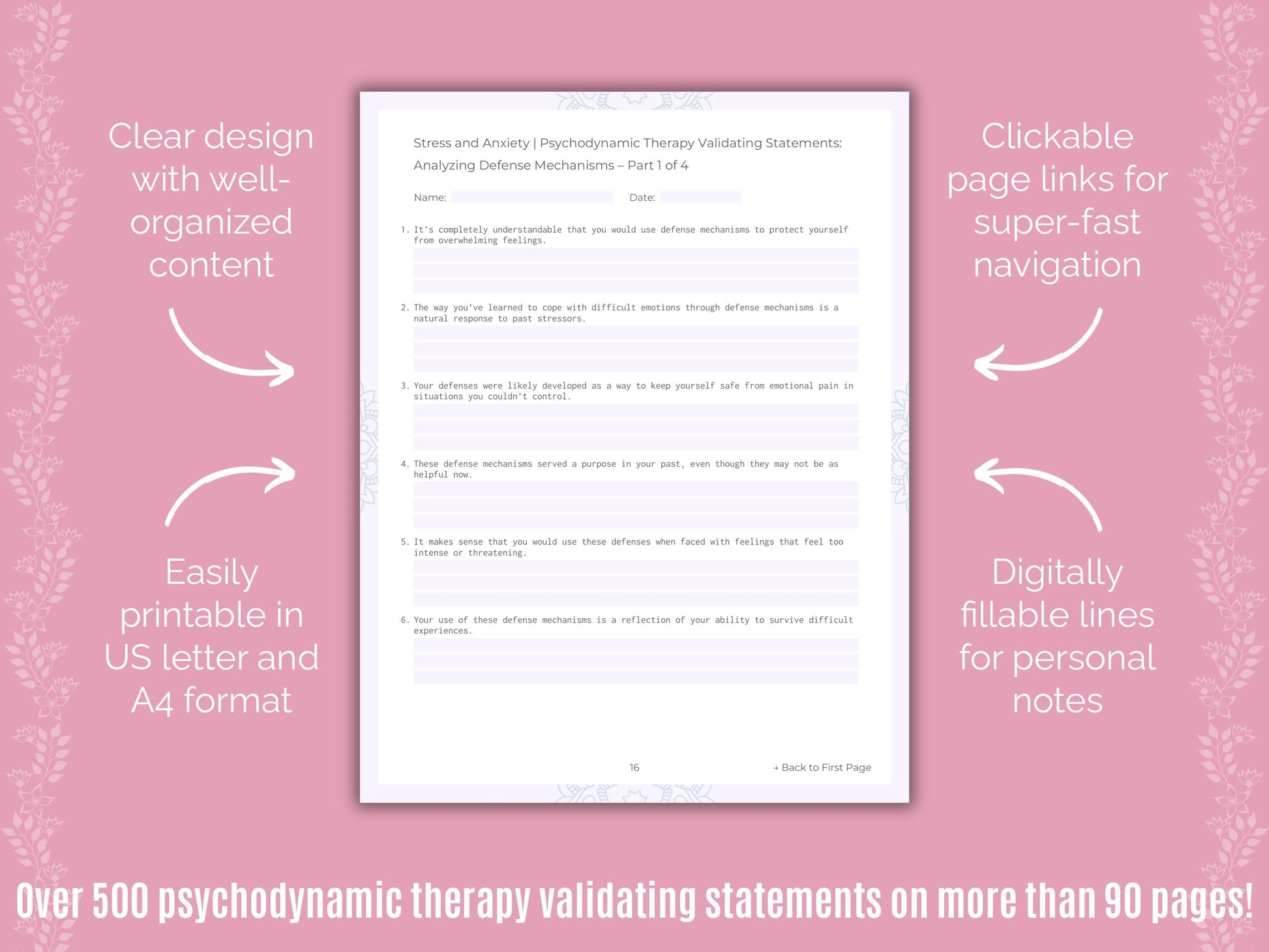 Stress and Anxiety Psychodynamic Therapy Counseling Templates