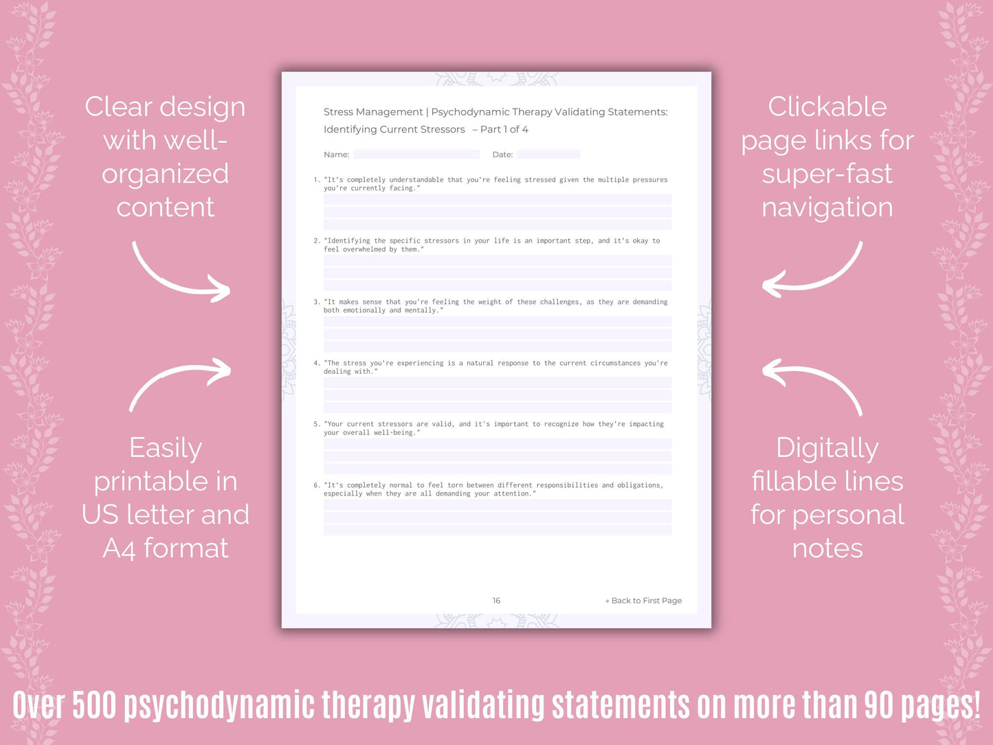 Stress Management Psychodynamic Therapy Counseling Templates