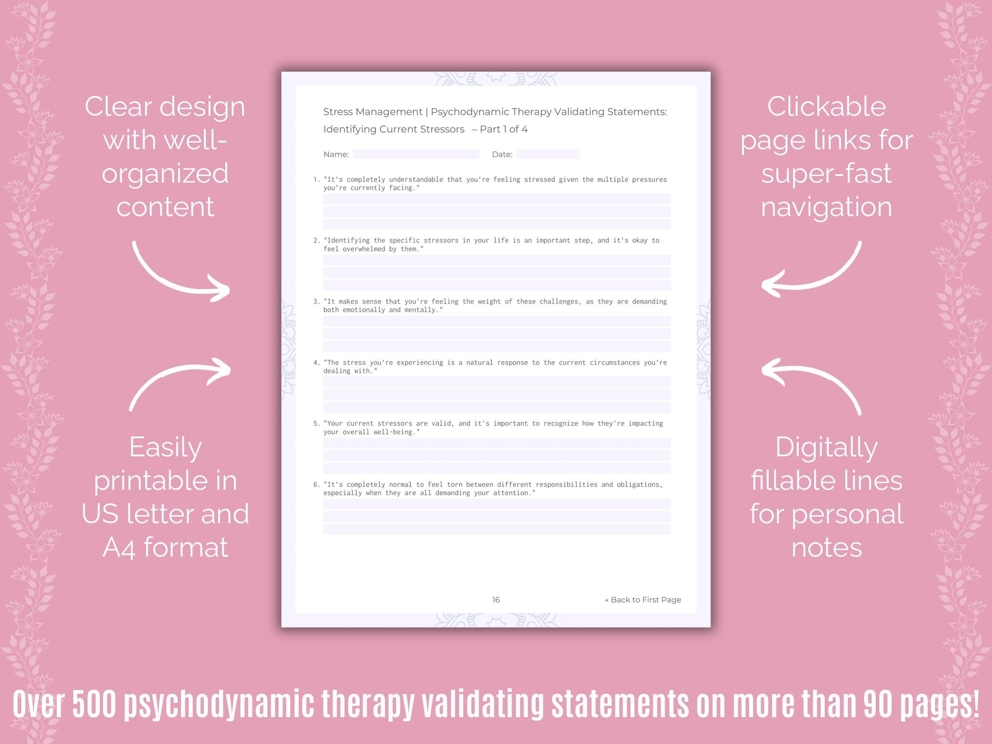 Stress Management Psychodynamic Therapy Counseling Templates