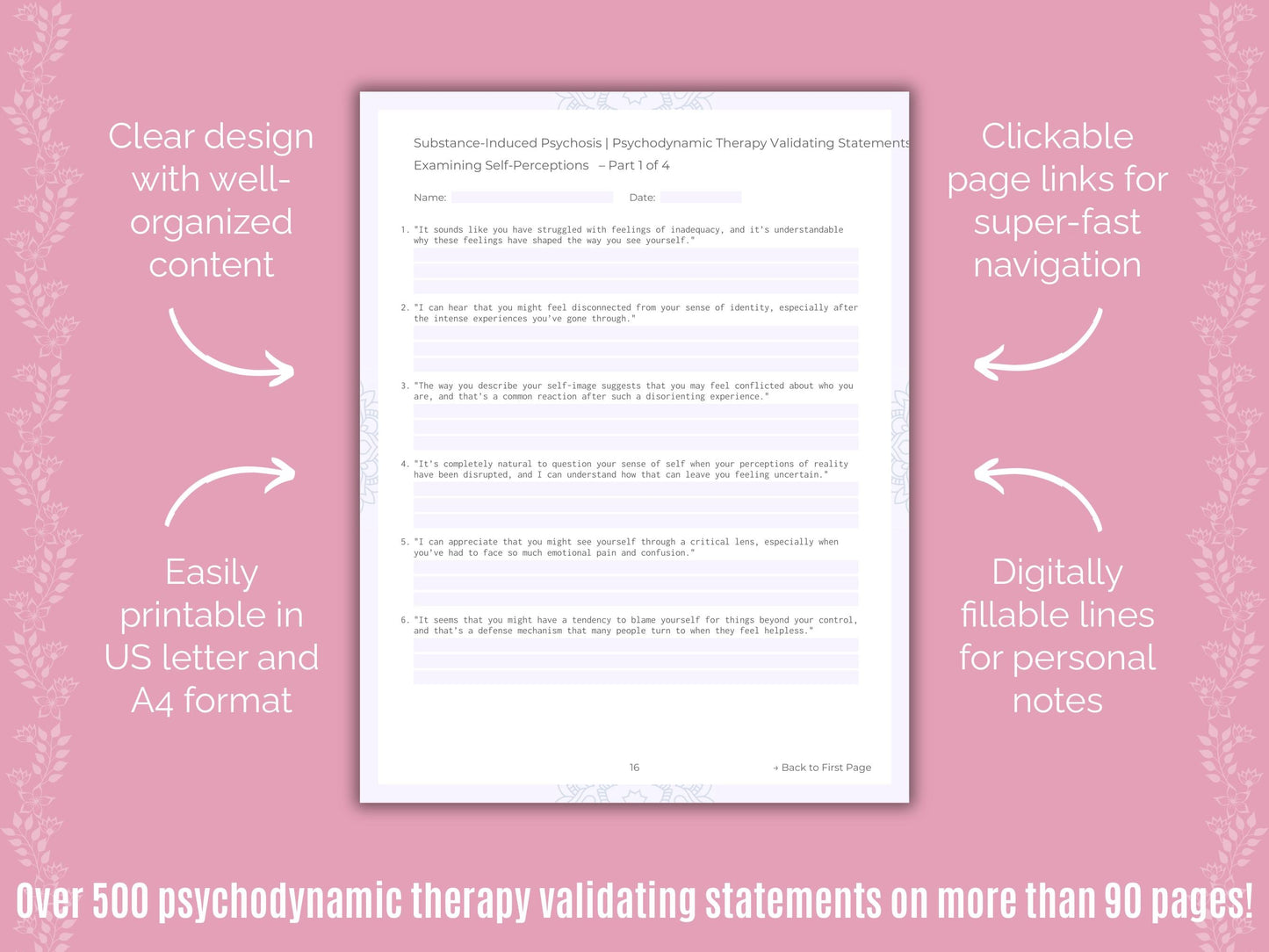 Substance-Induced Psychosis Psychodynamic Therapy Counseling Templates