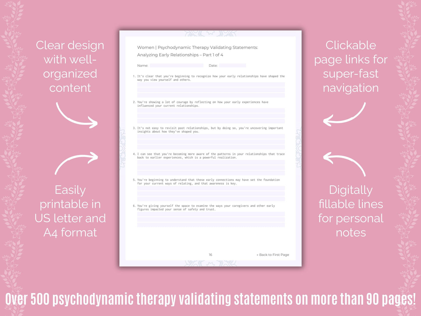 Women Psychodynamic Therapy Counseling Templates