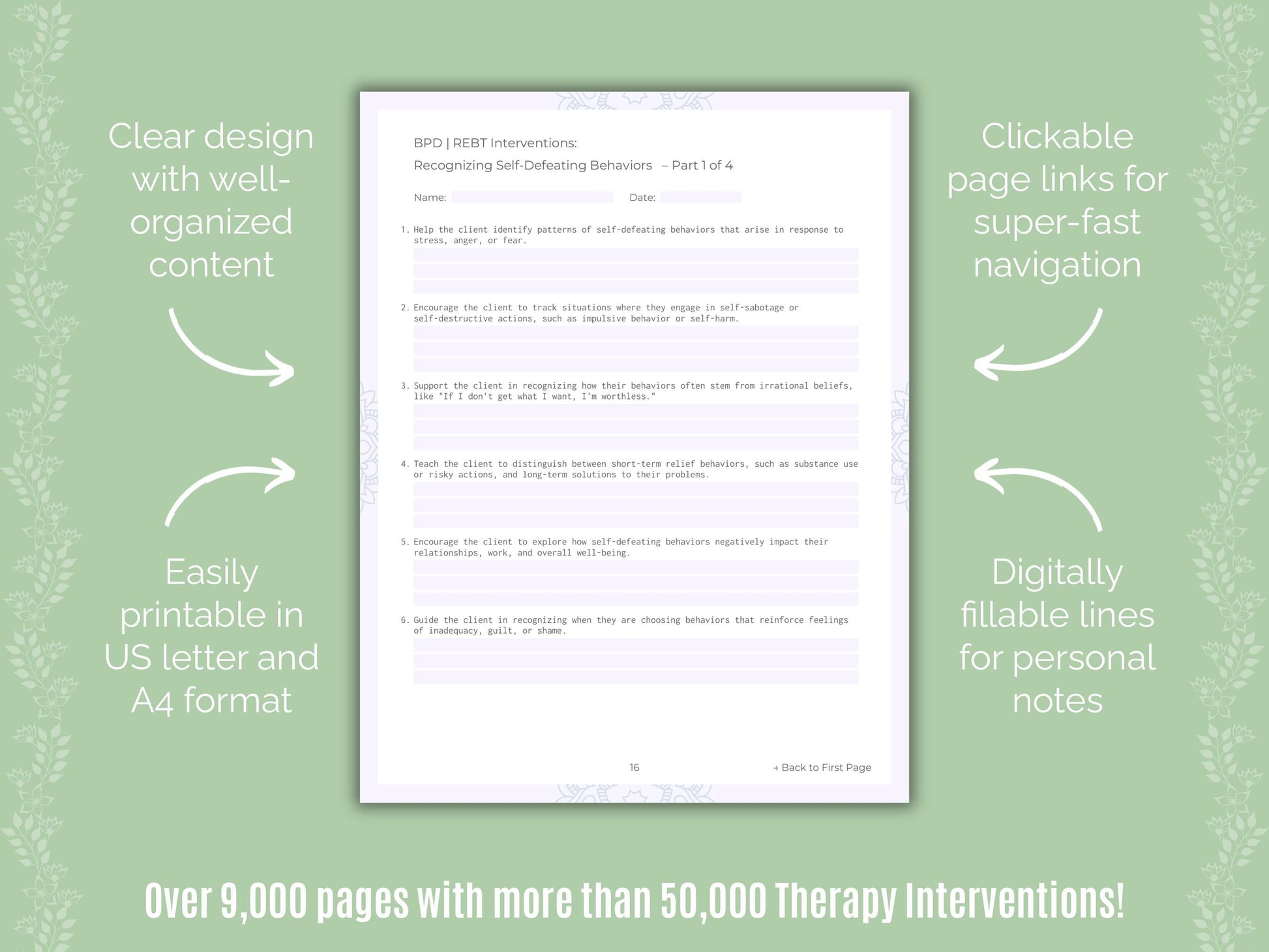 Rational Emotive Behavior Therapy (REBT) Interventions Counselor Cheat Sheets