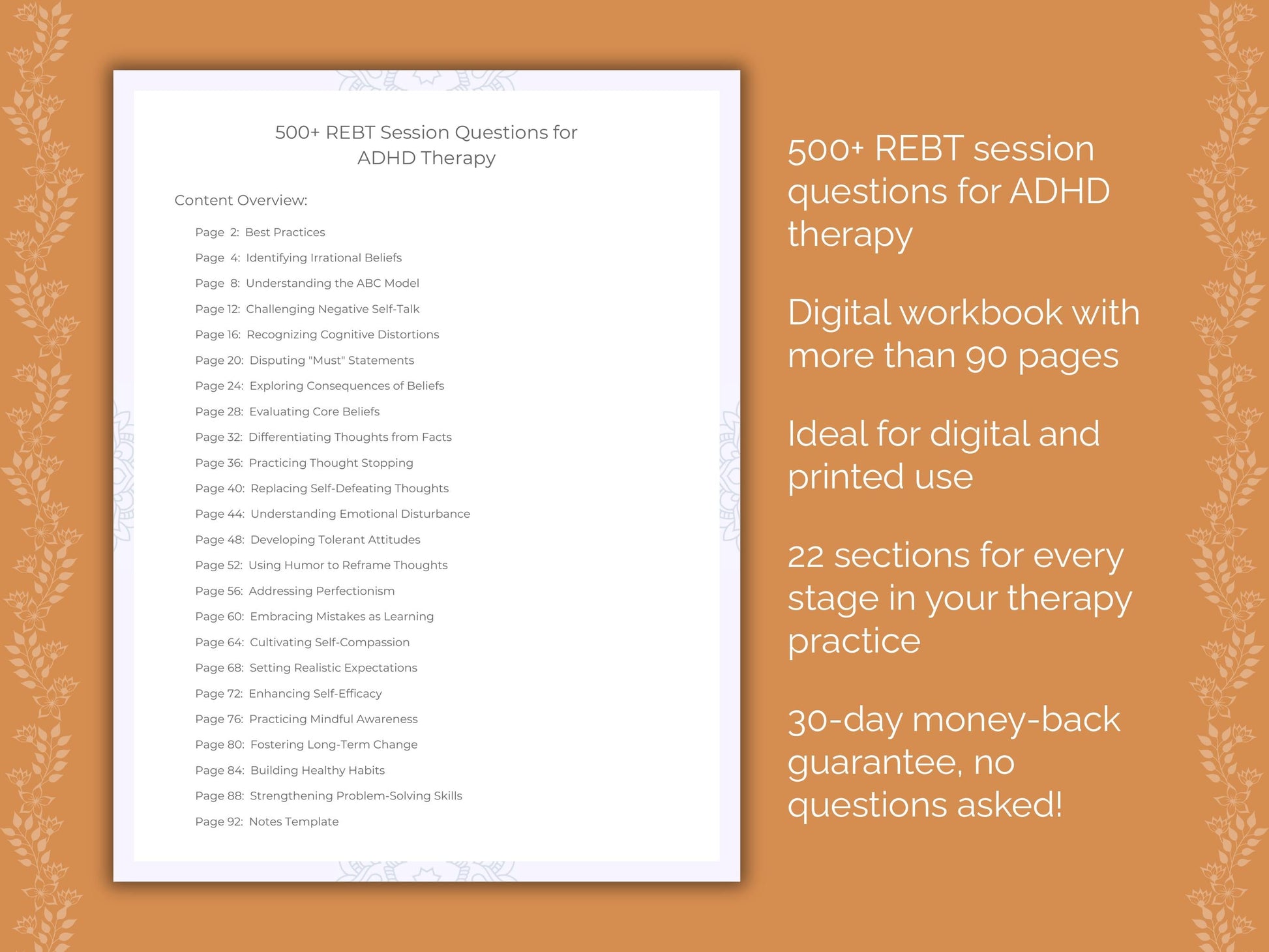 ADHD Rational Emotive Behavior Therapy (REBT) Therapist Worksheets