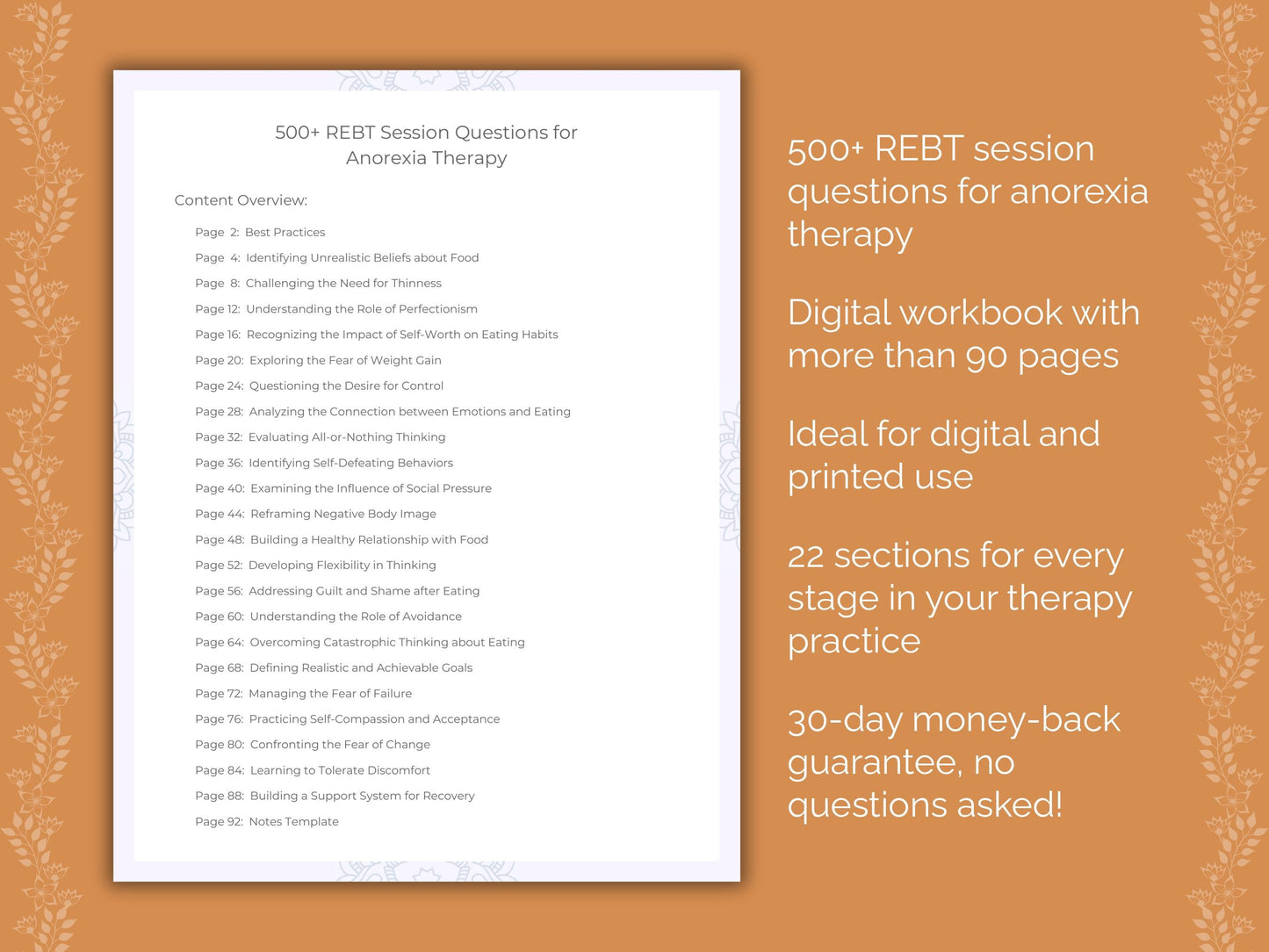 Anorexia Rational Emotive Behavior Therapy (REBT) Therapist Worksheets
