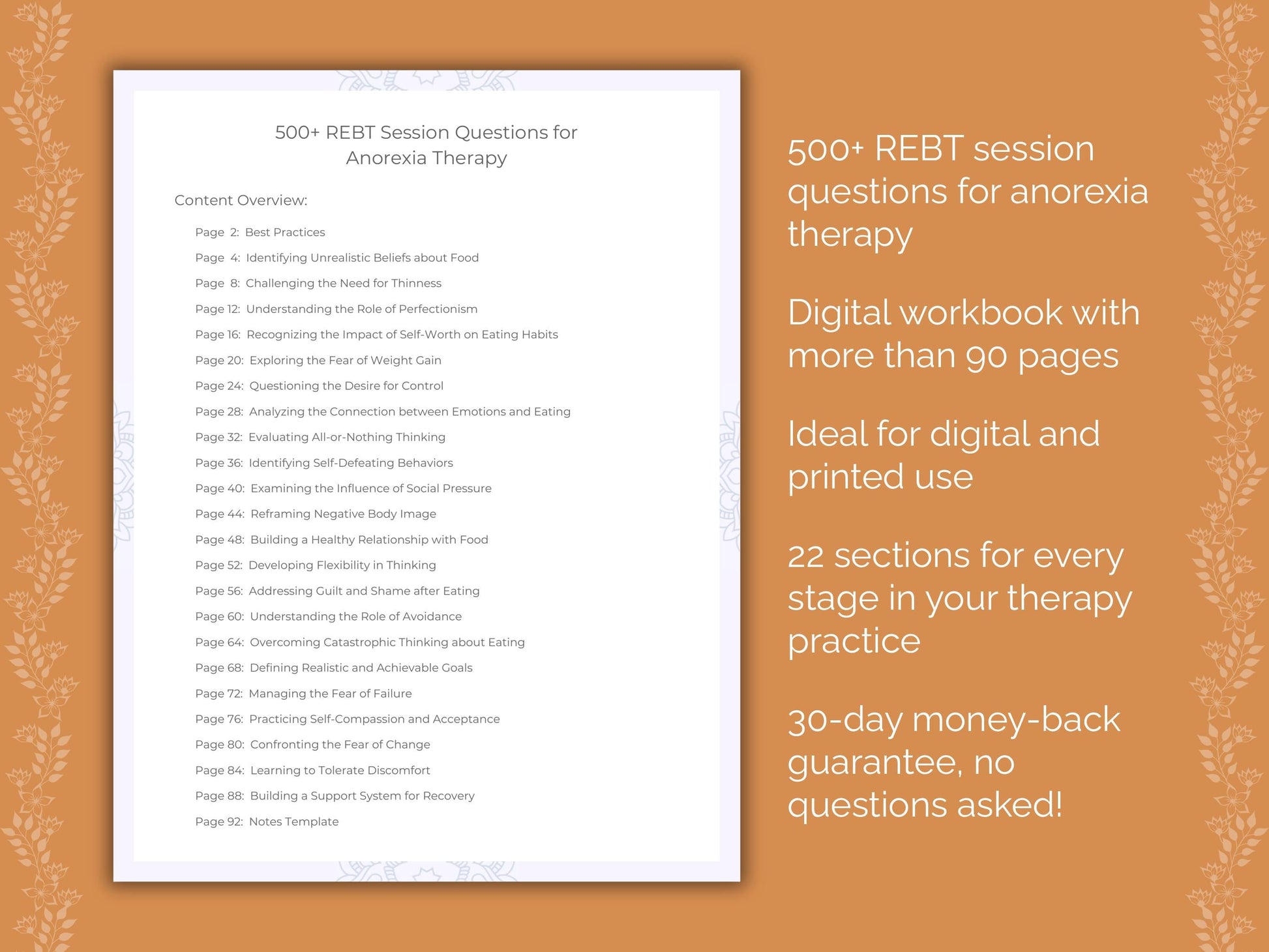 Anorexia Rational Emotive Behavior Therapy (REBT) Therapist Worksheets