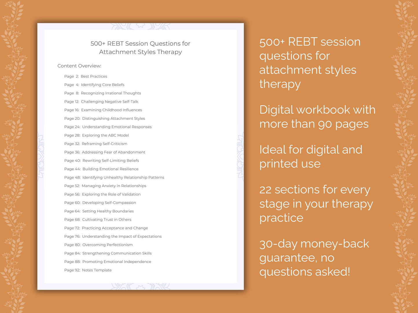 Attachment Styles Rational Emotive Behavior Therapy (REBT) Therapist Worksheets