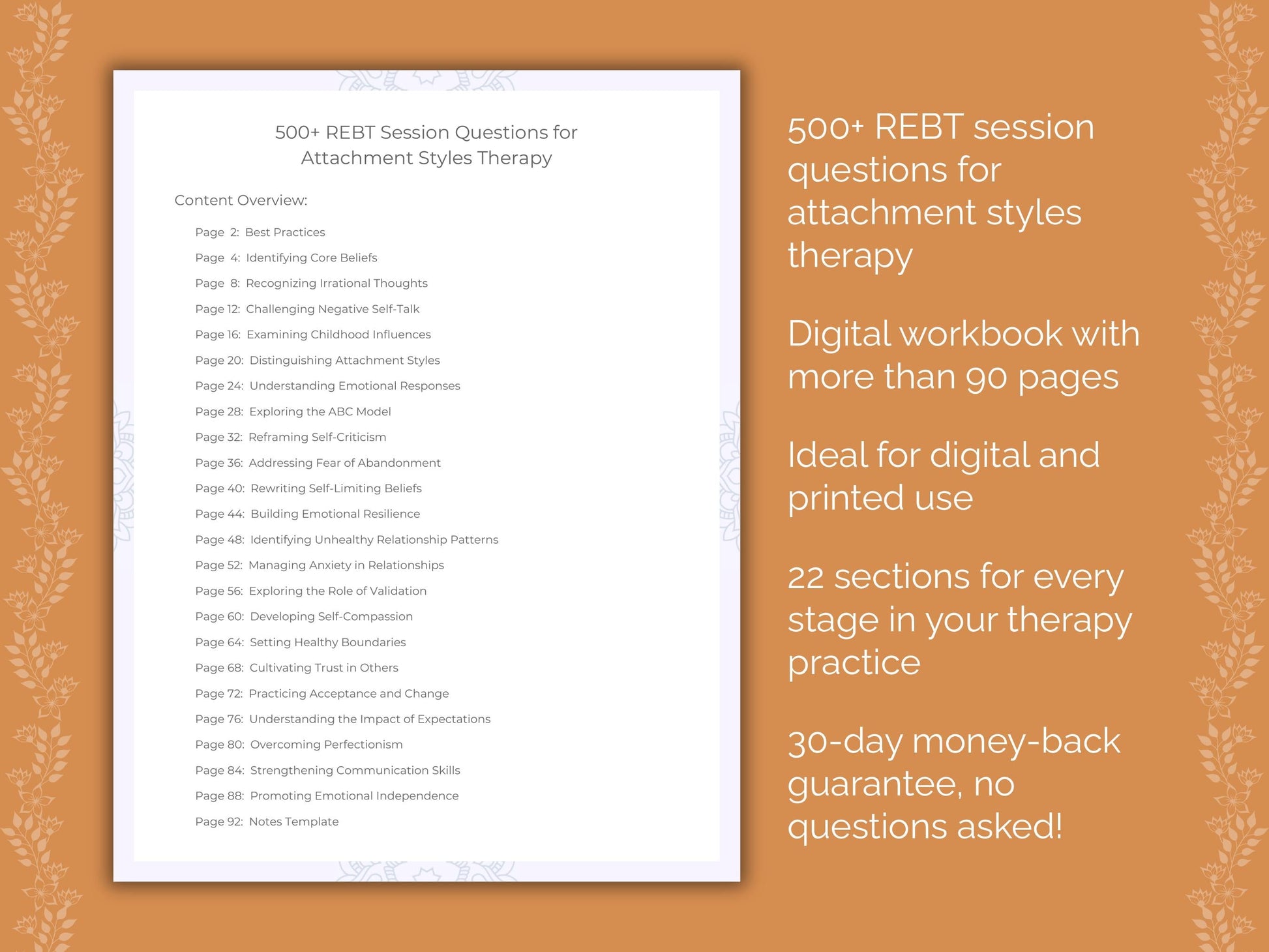 Attachment Styles Rational Emotive Behavior Therapy (REBT) Therapist Worksheets