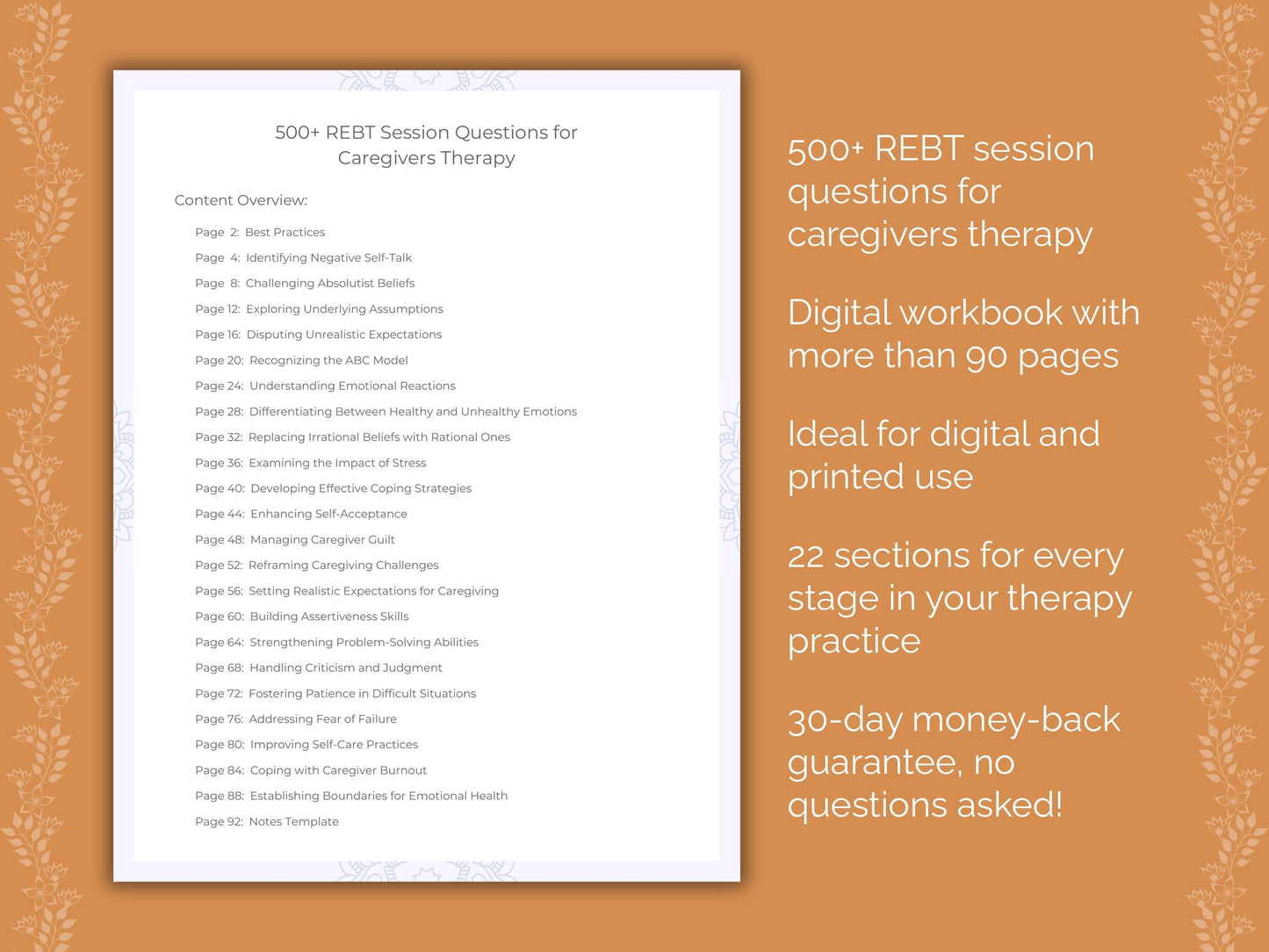 Caregivers Rational Emotive Behavior Therapy (REBT) Therapist Worksheets