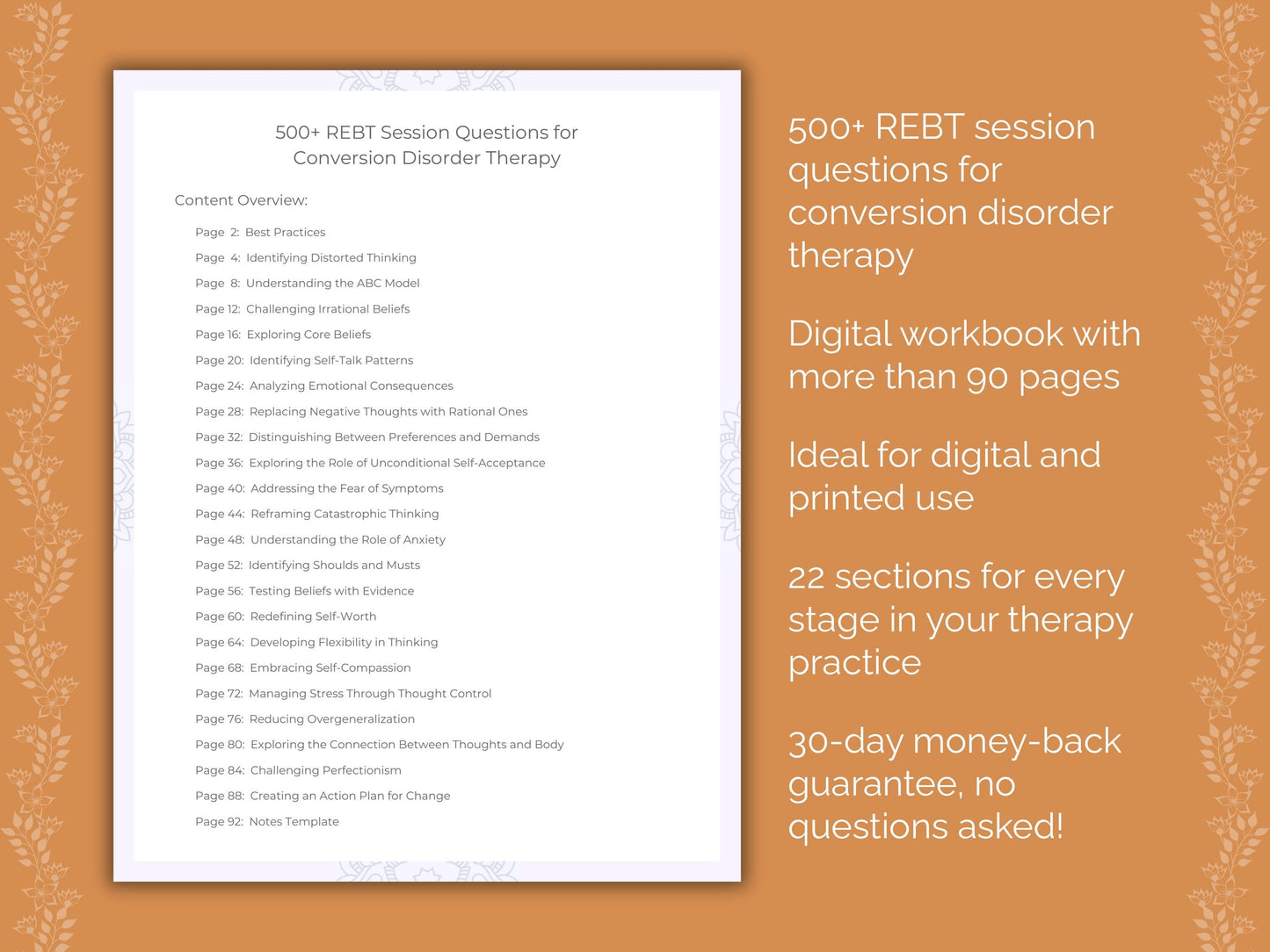 Conversion Disorder Rational Emotive Behavior Therapy (REBT) Therapist Worksheets