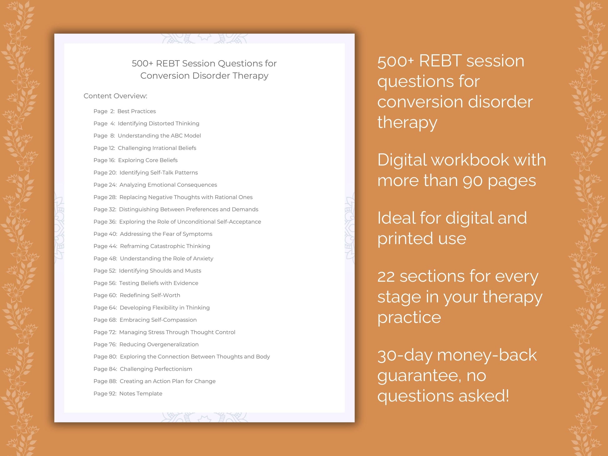 Conversion Disorder Rational Emotive Behavior Therapy (REBT) Therapist Worksheets