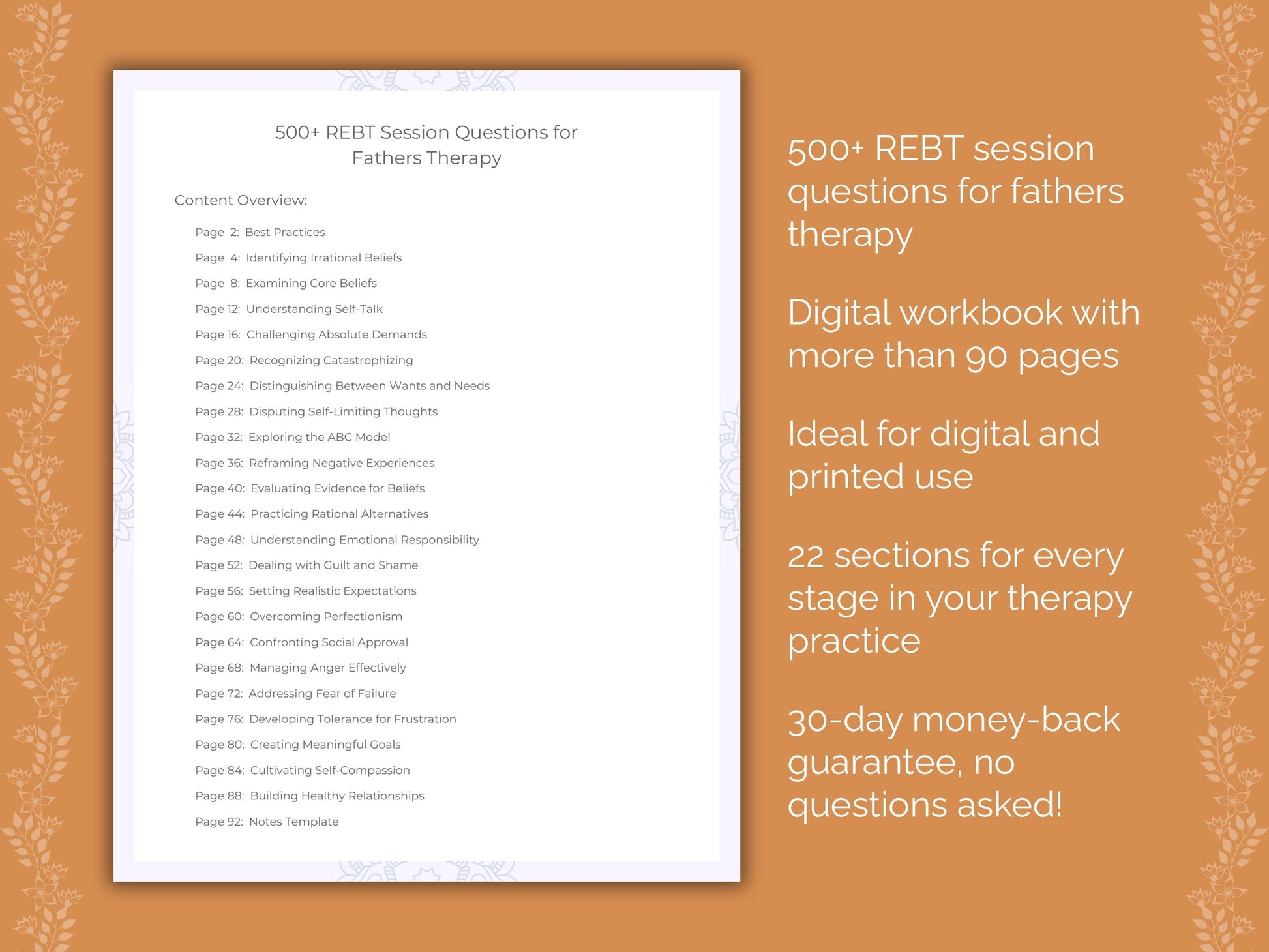 Fathers Rational Emotive Behavior Therapy (REBT) Therapist Worksheets